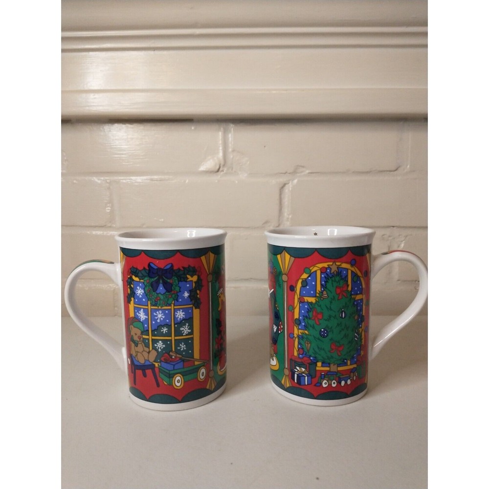Vintage Christmas Tall Mugs Fine Works Designs